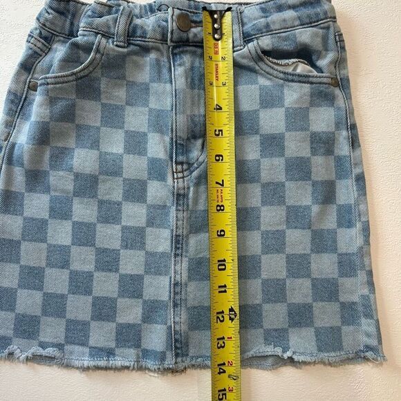 Cat & Jack Girls Denim Skirt Checkerboard Print Raw Hem Size L (10/12) - Picture 5 of 5